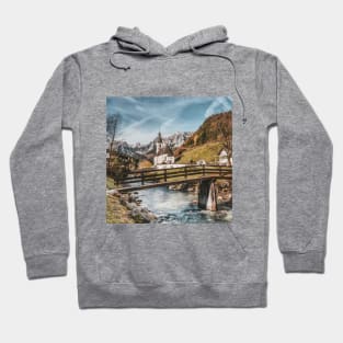 SCENERY 90 - Town Bridge Morning Lake Mountain Hoodie